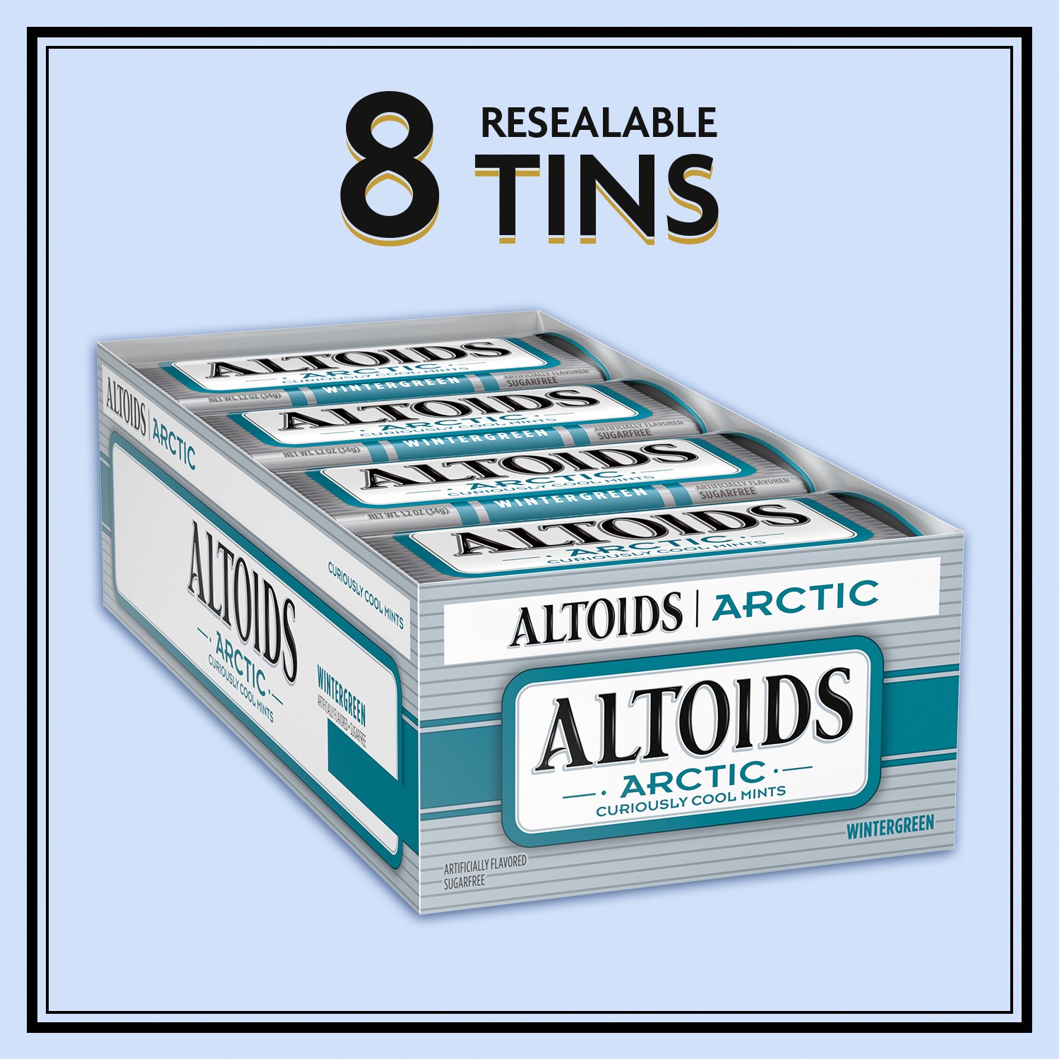 slide 7 of 8, ALTOIDS Arctic Wintergreen Sugarfree Mints, 1.2 ounce (8 Packs), 9.6 oz