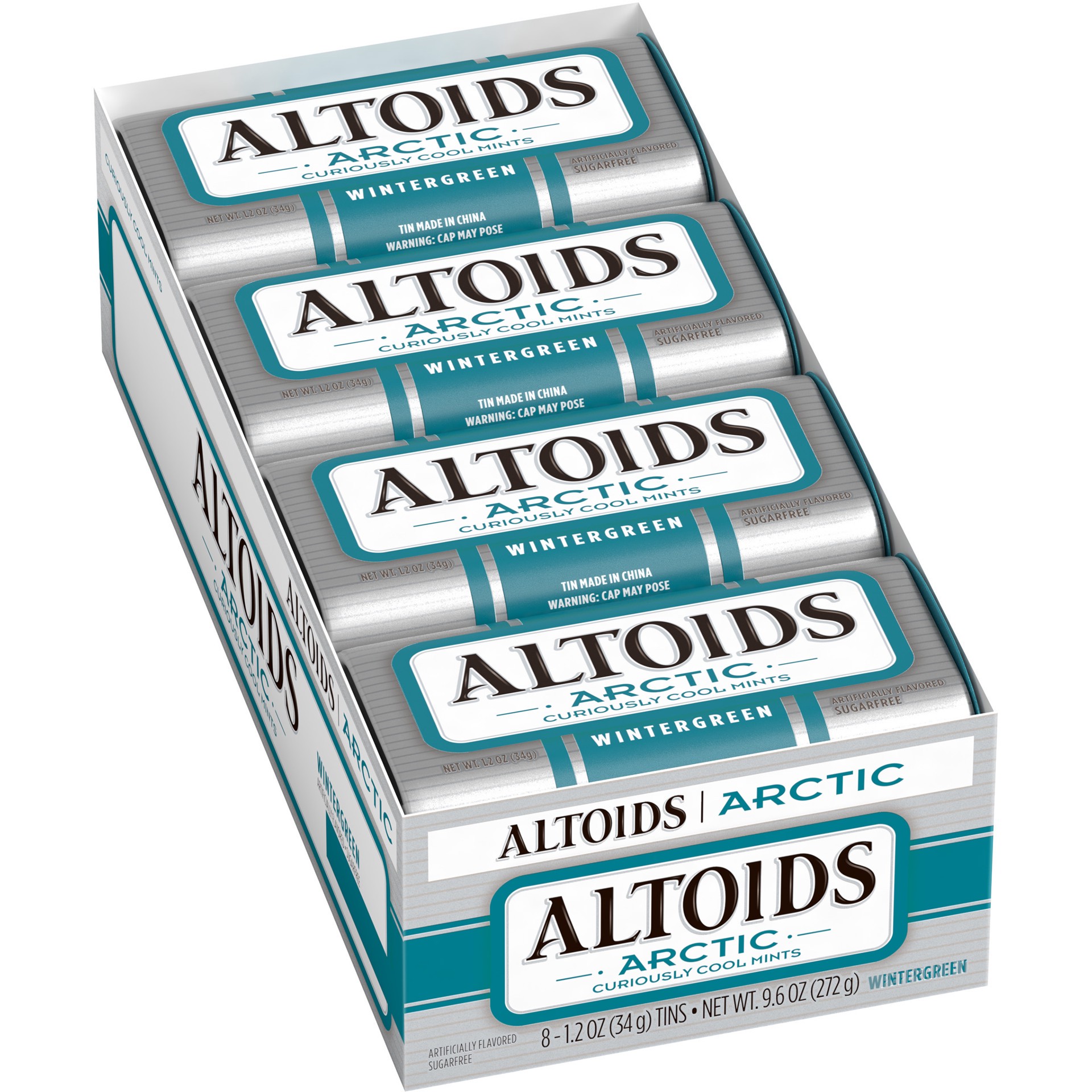 slide 1 of 8, ALTOIDS Arctic Wintergreen Sugarfree Mints, 1.2 ounce (8 Packs), 9.6 oz