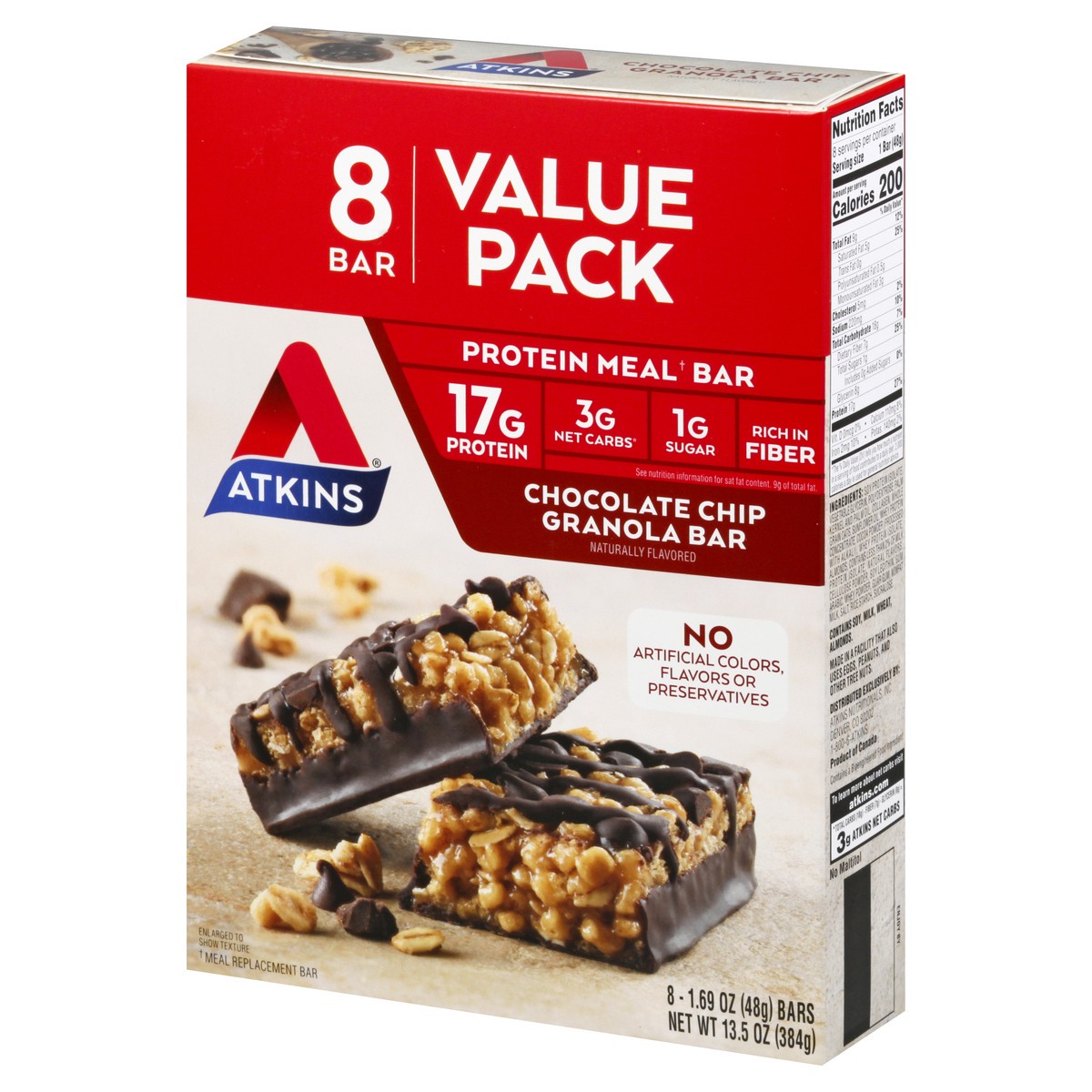 slide 7 of 9, Atkins Chocolate Chip Granola Bars, 8 ct; 1.69 oz