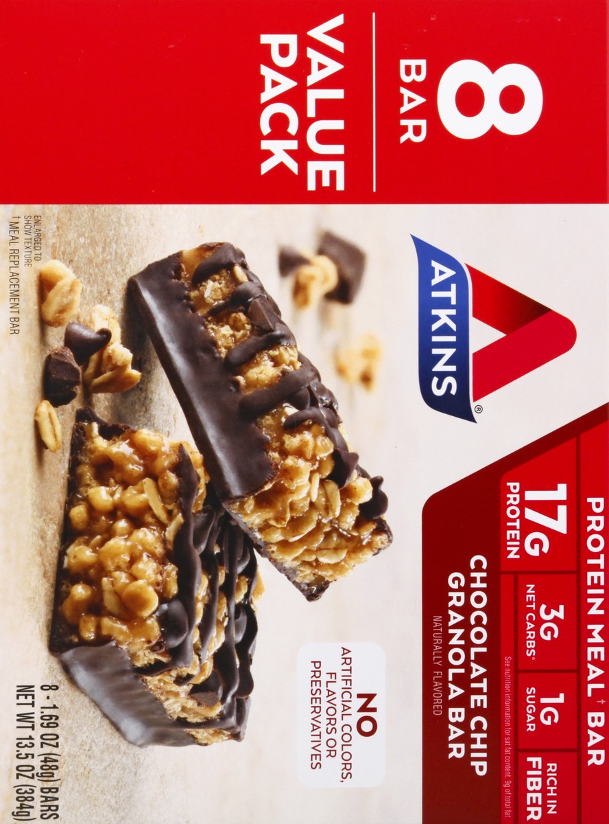 slide 2 of 9, Atkins Chocolate Chip Granola Bars, 8 ct; 1.69 oz