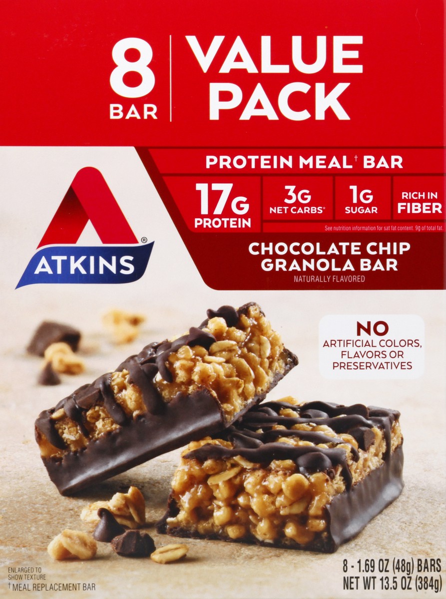 slide 8 of 9, Atkins Chocolate Chip Granola Bars, 8 ct; 1.69 oz