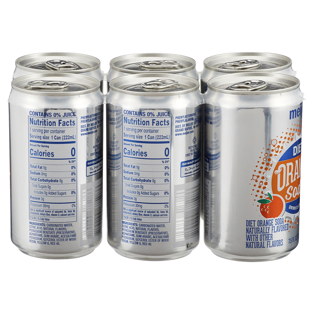 slide 2 of 2, Meijer Diet Orange Soda Cans, 8 oz