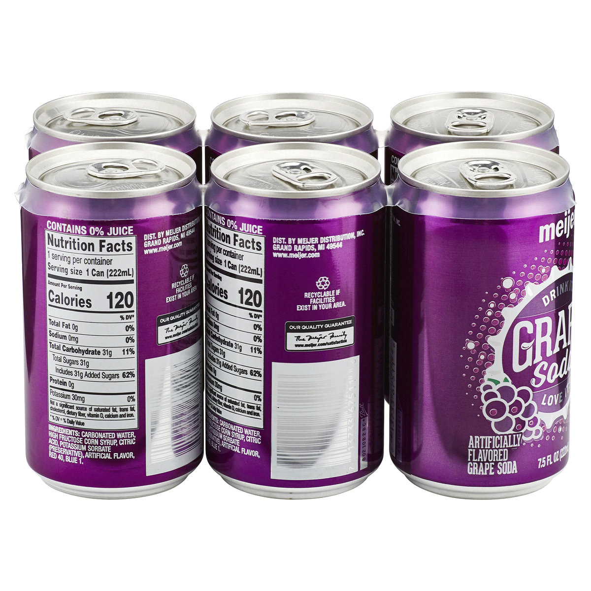 slide 2 of 2, Meijer Grape Soda Cans, 8 oz