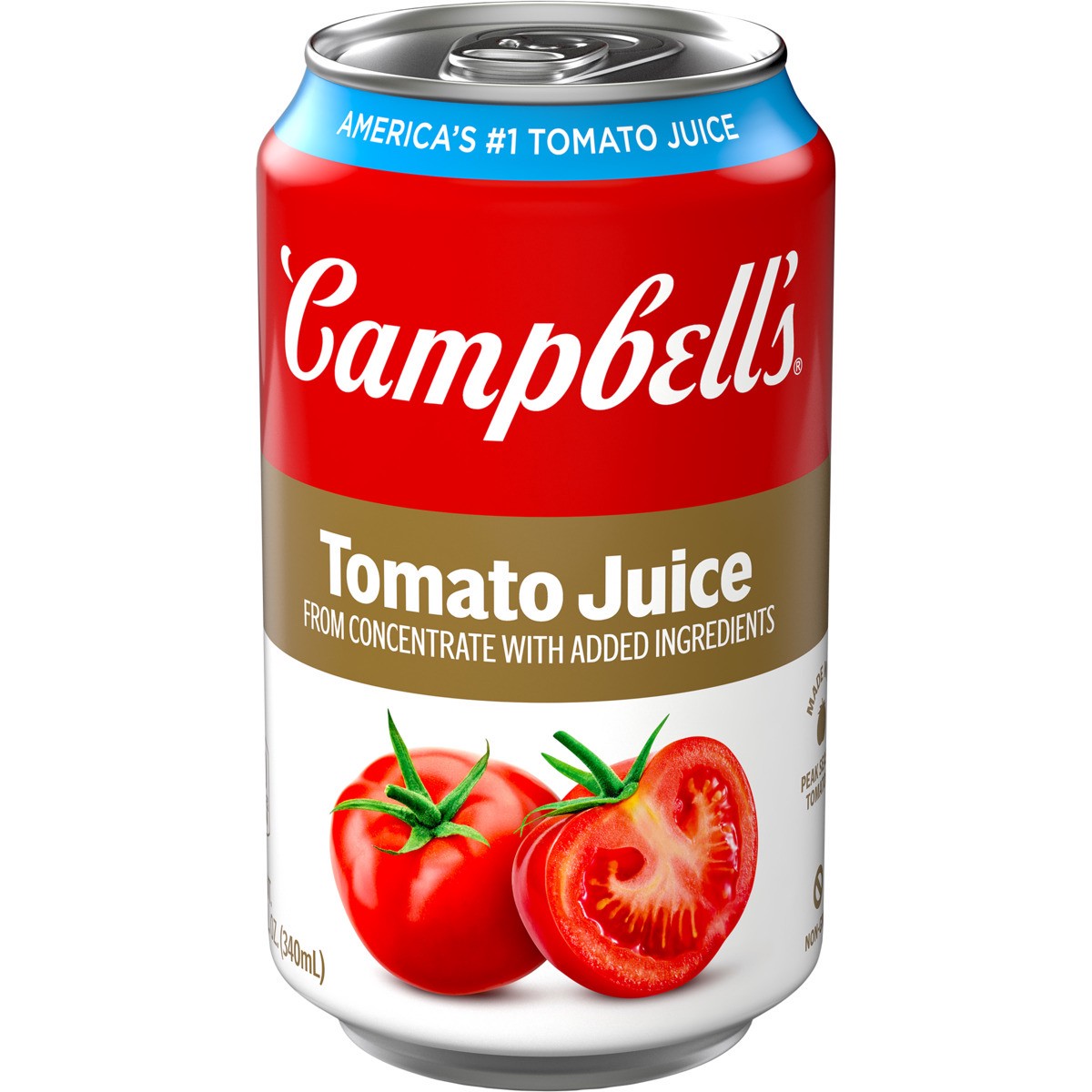 slide 1 of 3, Campbell's 100% Tomato Juice, 11.5 fl oz Can, 11.500 fl oz