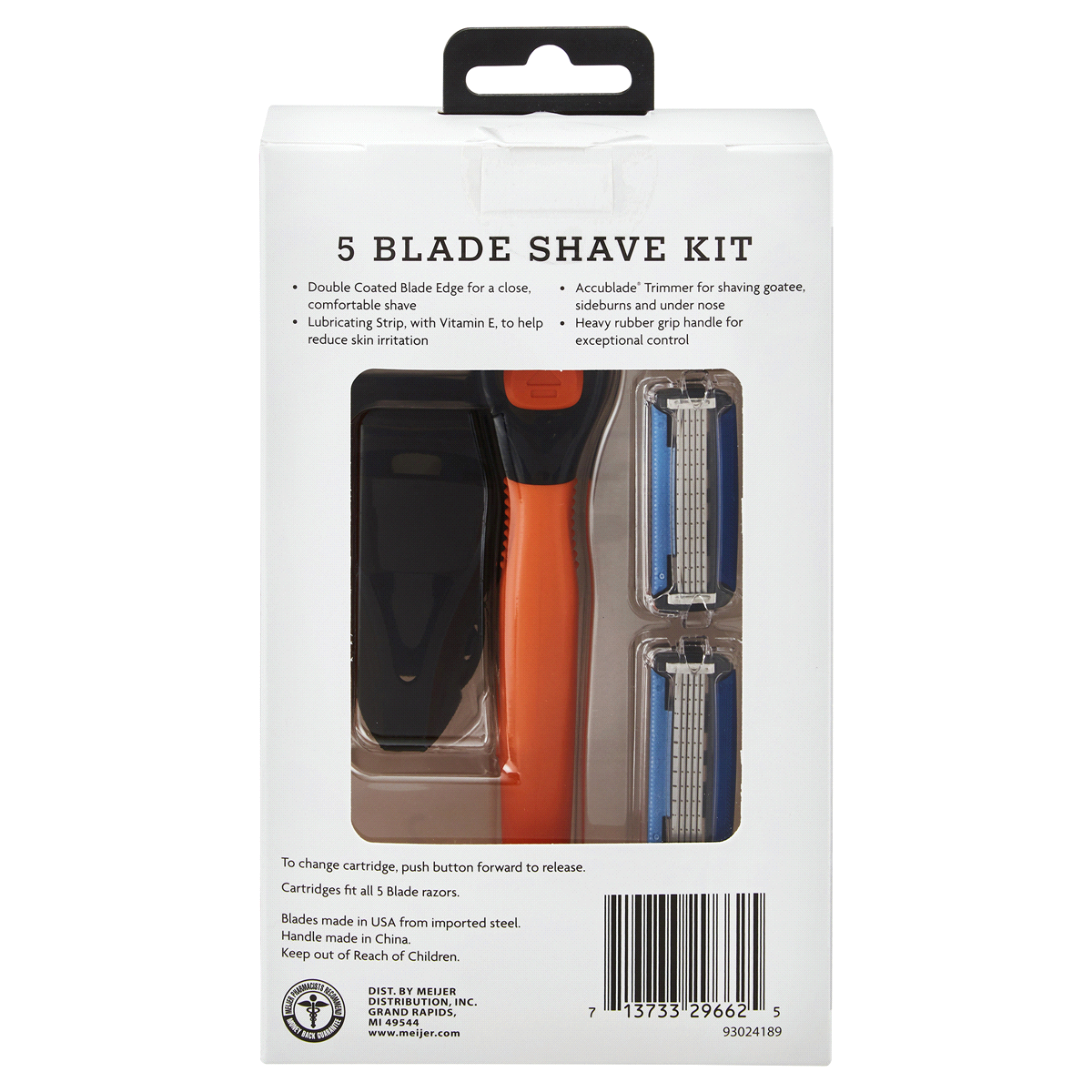 slide 2 of 2, Meijer 5 Blade Shave Kit, 1 Handle with 2 Cartridge Refills, 1 ct