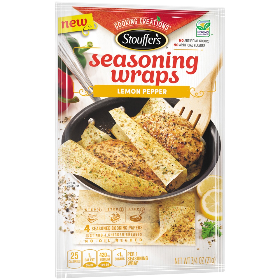 slide 2 of 8, Stouffer's Seasoning Wraps Lemon Pepper, 0.77 oz