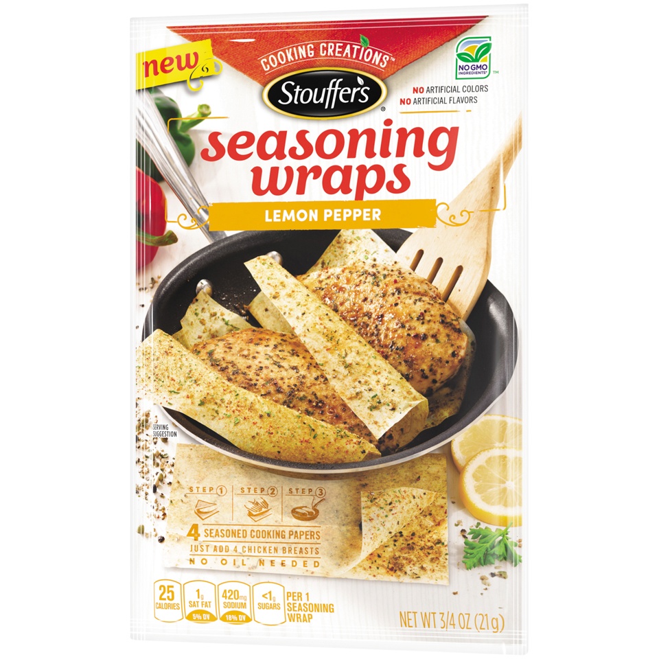 slide 3 of 8, Stouffer's Seasoning Wraps Lemon Pepper, 0.77 oz