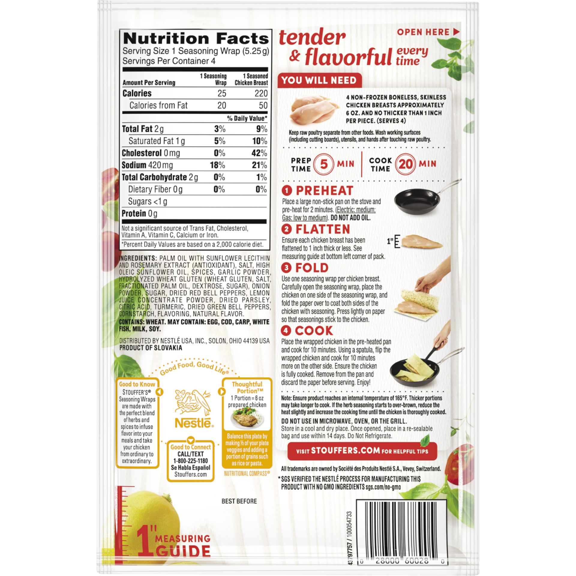 slide 8 of 8, Stouffer's Seasoning Wraps Lemon Pepper, 0.77 oz