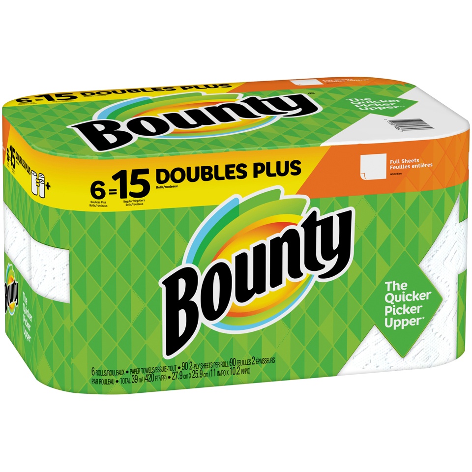 slide 3 of 4, Bounty White Doubles Plus Paper Towels, 6 ct