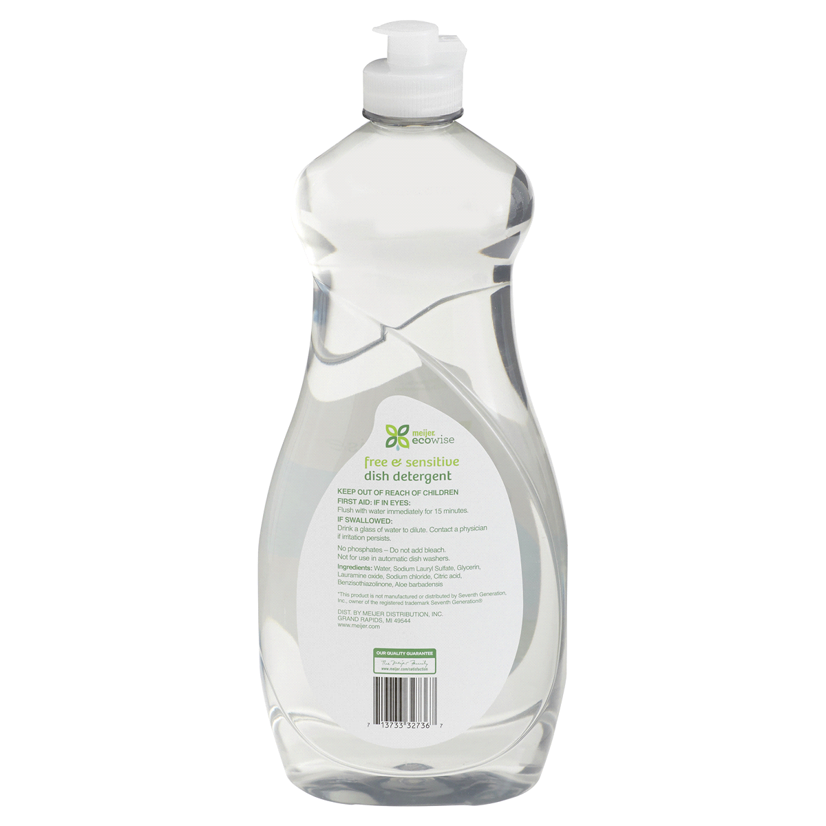 slide 2 of 2, Meijer Ecowise Free & Sensitive Liquid Dishwashing Detergent, 25 oz
