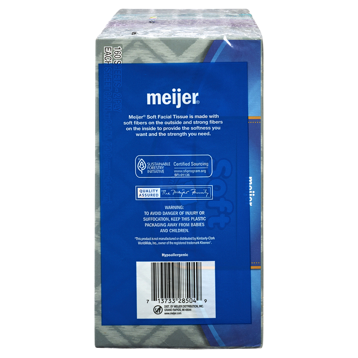 slide 2 of 2, Meijer Soft White Facial Tissues Flat Box, 160 sheets, 4 ct