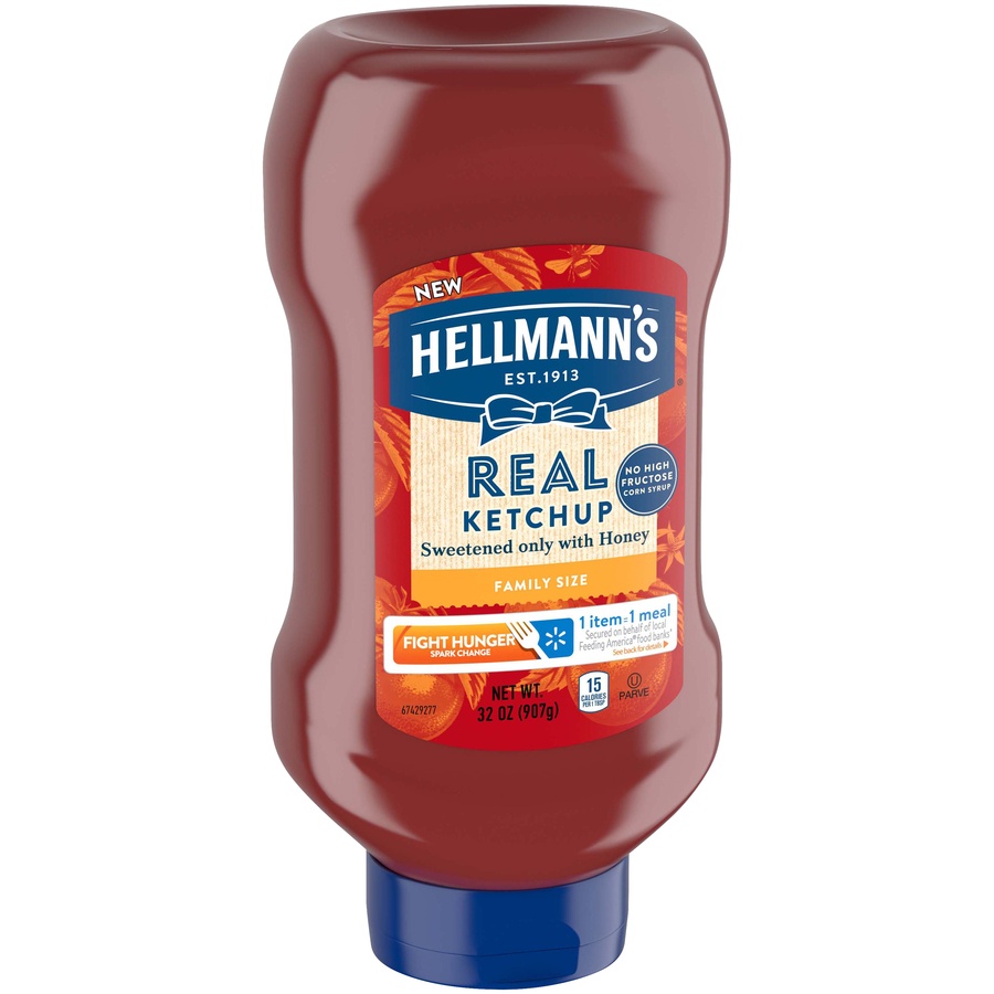 slide 2 of 5, Hellmann's Sweetened Only with Honey Real Ketchup Family Size, 32 oz