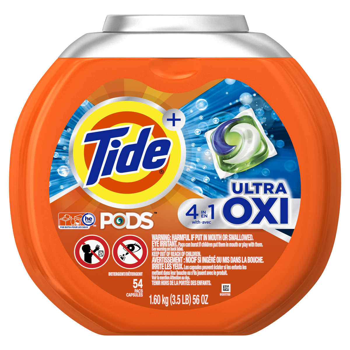 slide 2 of 5, Tide w/ Oxi Laundry Detergent Pods, 54 ct