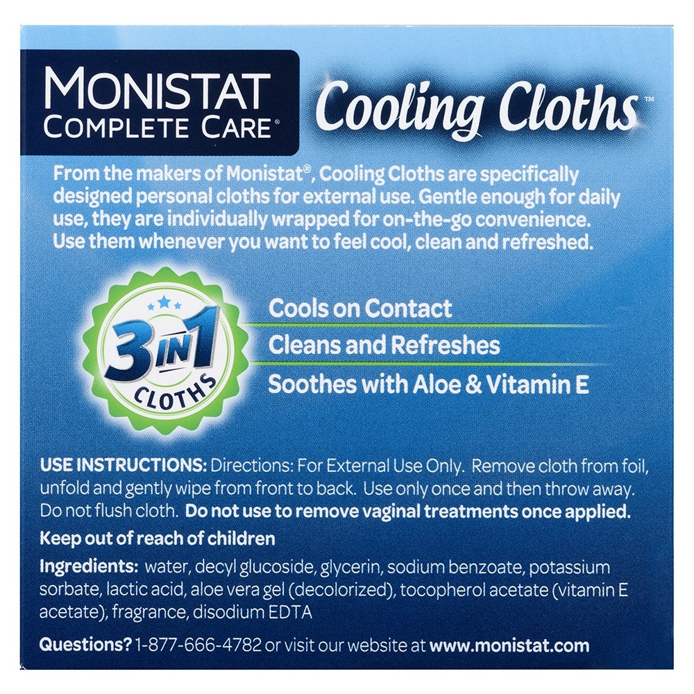 slide 3 of 3, Monistat Yeast Infection Treatment Cooling Cloths, 16 ct