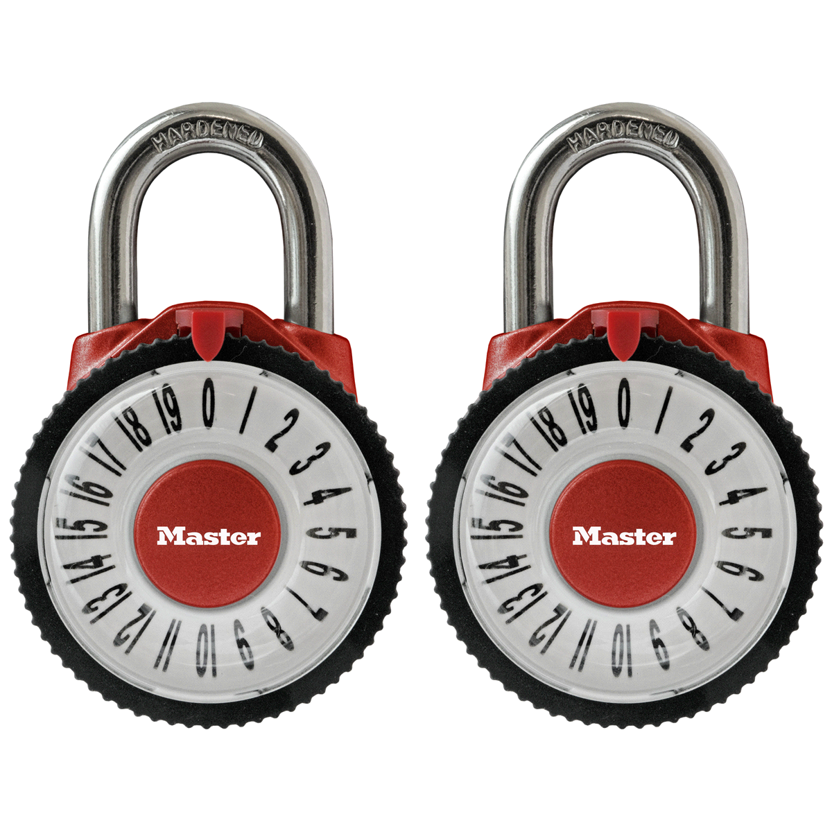 slide 2 of 3, Master Lock Magnification Dial Combination Padlock 1588T, 2-1/8 inch wide, Pack of 2-Combination Alike, 1 ct