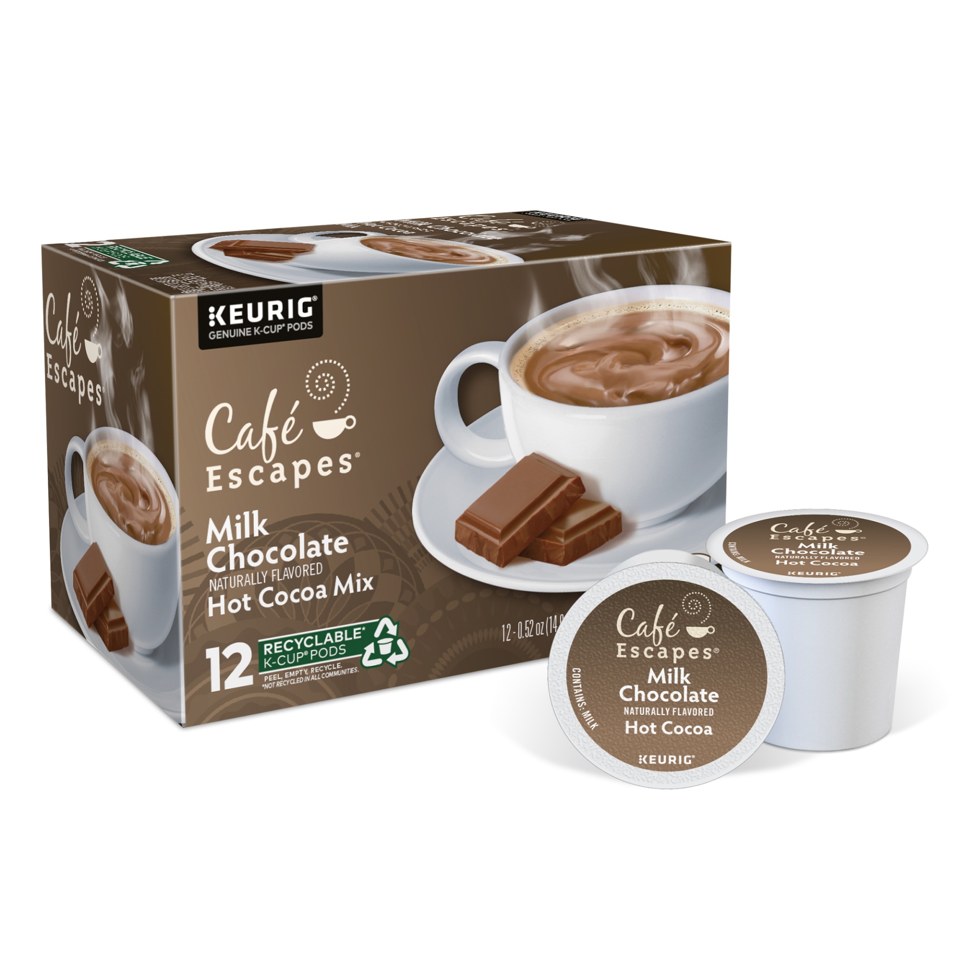 slide 1 of 3, Café Escapes Milk Chocolate Hot Cocoa Flavor K-Cups, 6.35 oz