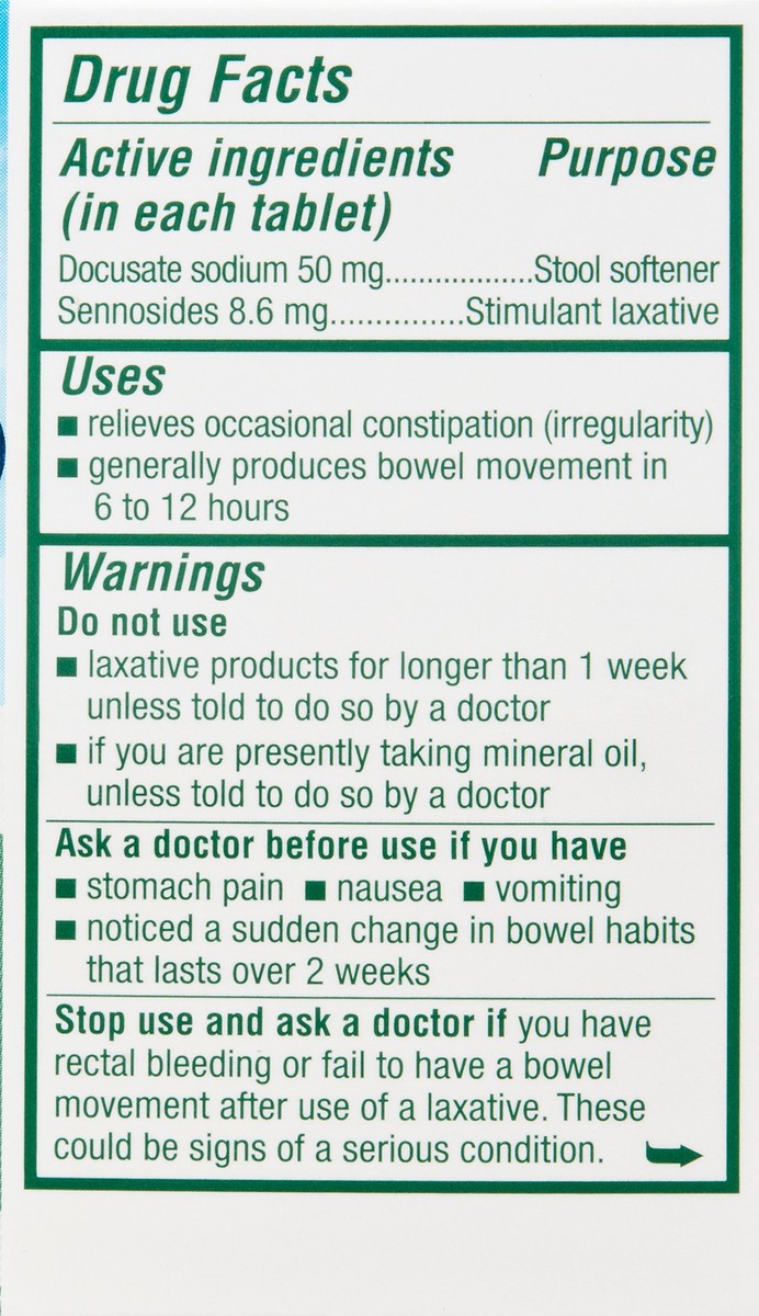 slide 5 of 7, Colace 2-In-1 Stool Softener & Stimulant Laxative Tablets for Safe, Occasional Constipation Relief in 6-12 Hours, Irregularity Treatment for Adults & Children 2+, 30 Tablets, 30 ct