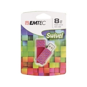 slide 1 of 1, Emtec 8gb Swivel Pink Zigzag Flash Drive, 1 ct