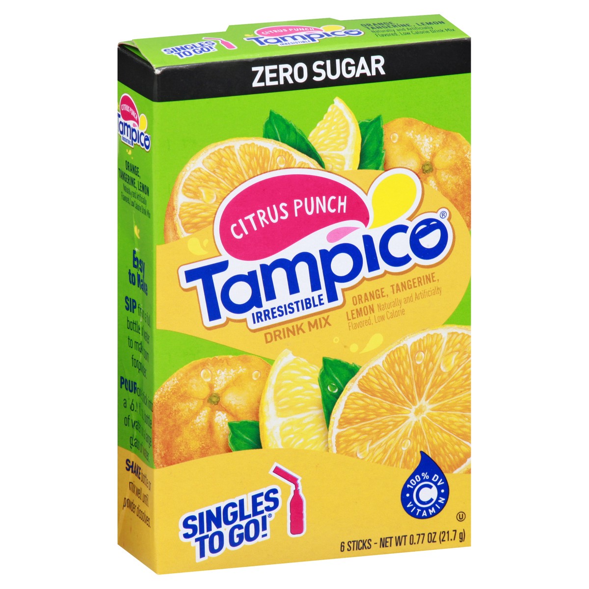 slide 2 of 10, Tampico Zero Sugar Citrus Punch Singles To Go Drink Mix, 6 ct