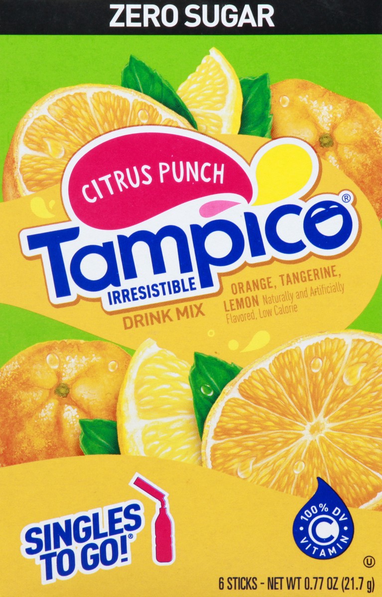 slide 9 of 10, Tampico Zero Sugar Citrus Punch Singles To Go Drink Mix, 6 ct