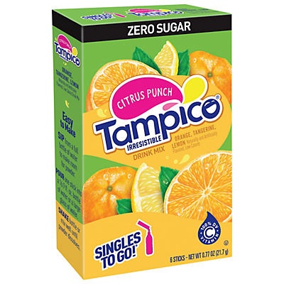 slide 1 of 10, Tampico Zero Sugar Citrus Punch Singles To Go Drink Mix, 6 ct