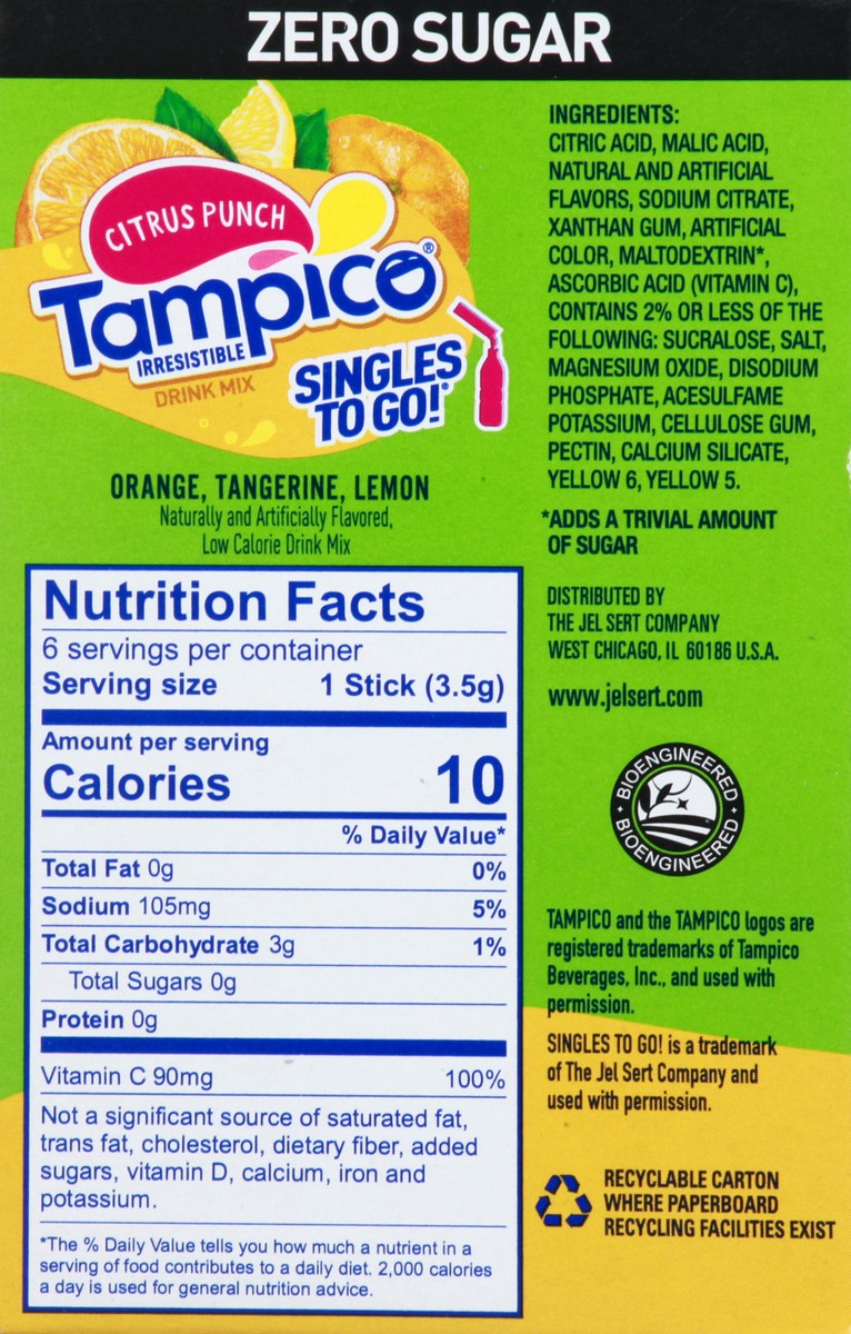slide 10 of 10, Tampico Drink Mix, Zero Sugar, Citrus Punch, 6 ct