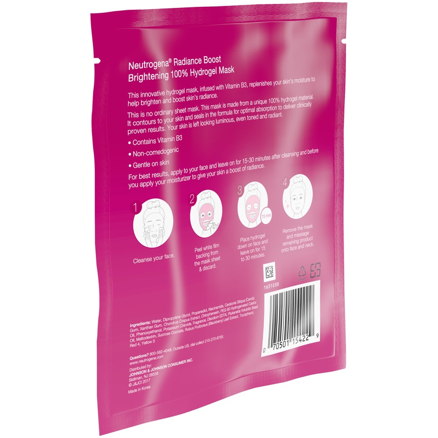 slide 6 of 6, Neutrogena Radiance Boost Brightening 100% Hydrogel Mask, 1 oz