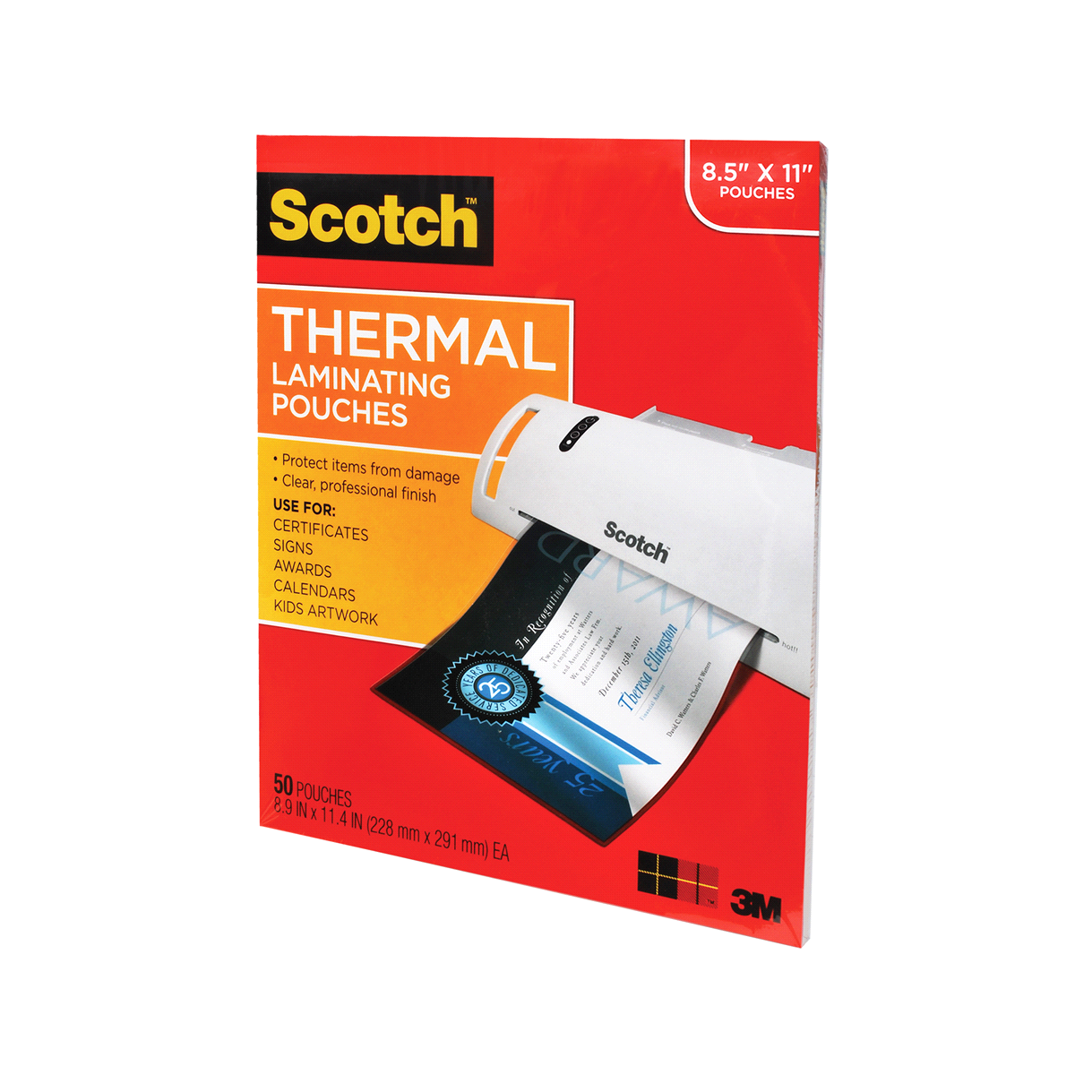 slide 2 of 3, Scotch Thermal Pouches, 50 ct; 8.5 in x 11 in