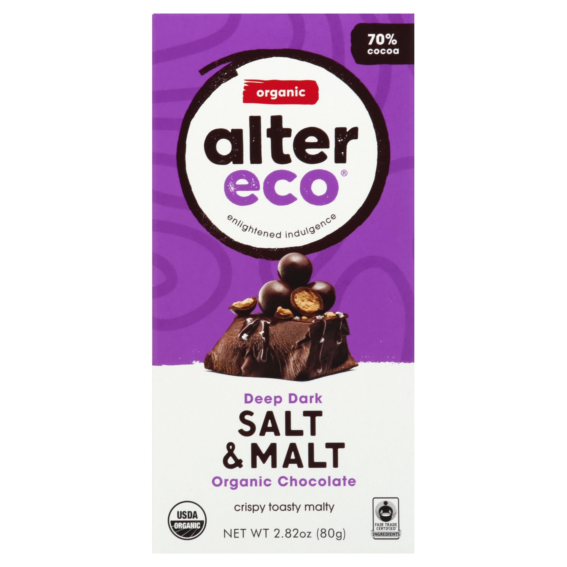 slide 1 of 1, Alter Eco Dark Salt & Malt Organic Chocolate, 2.82 oz