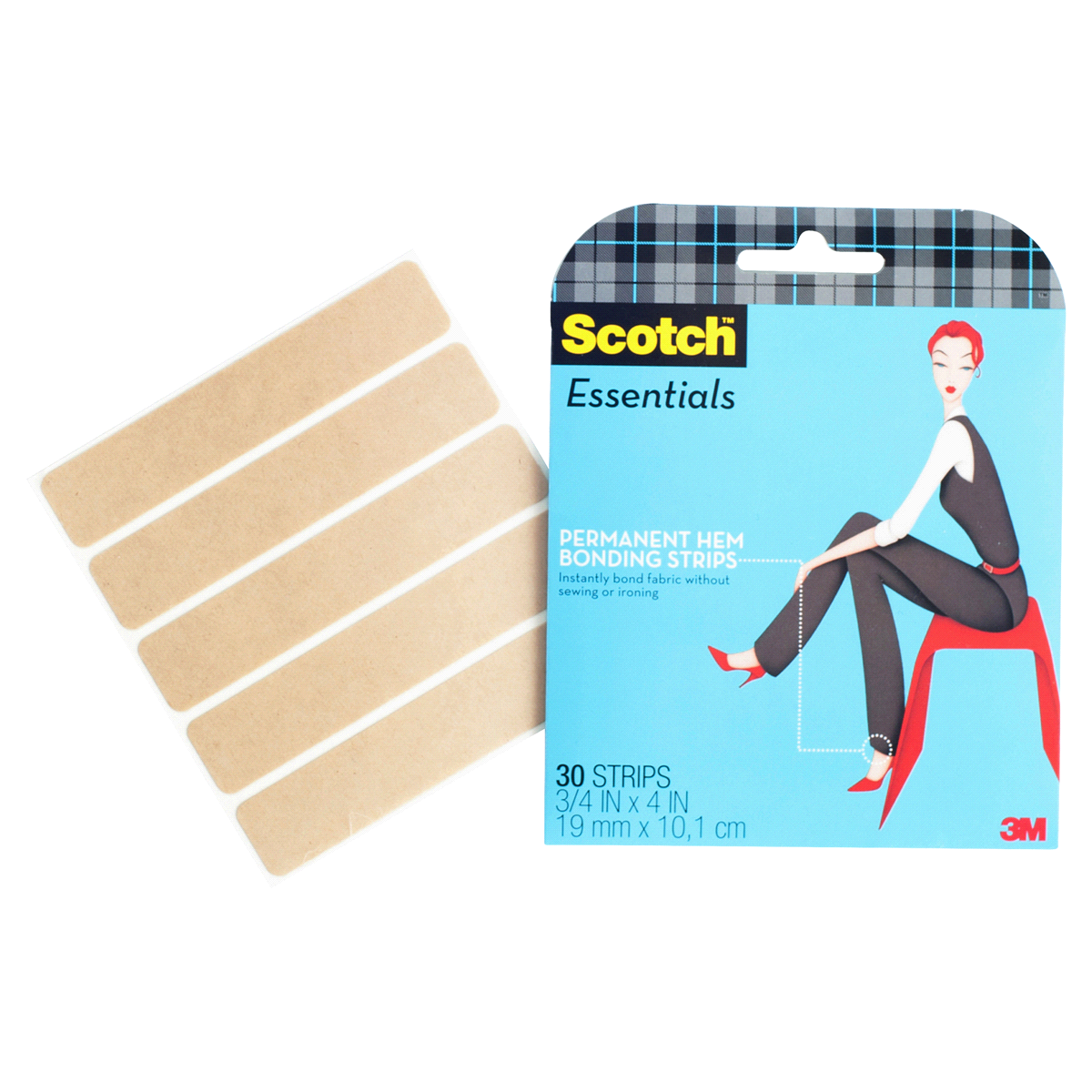 slide 3 of 4, Scotch Essentials Permanent Hem Bonding Strips, 30 ct