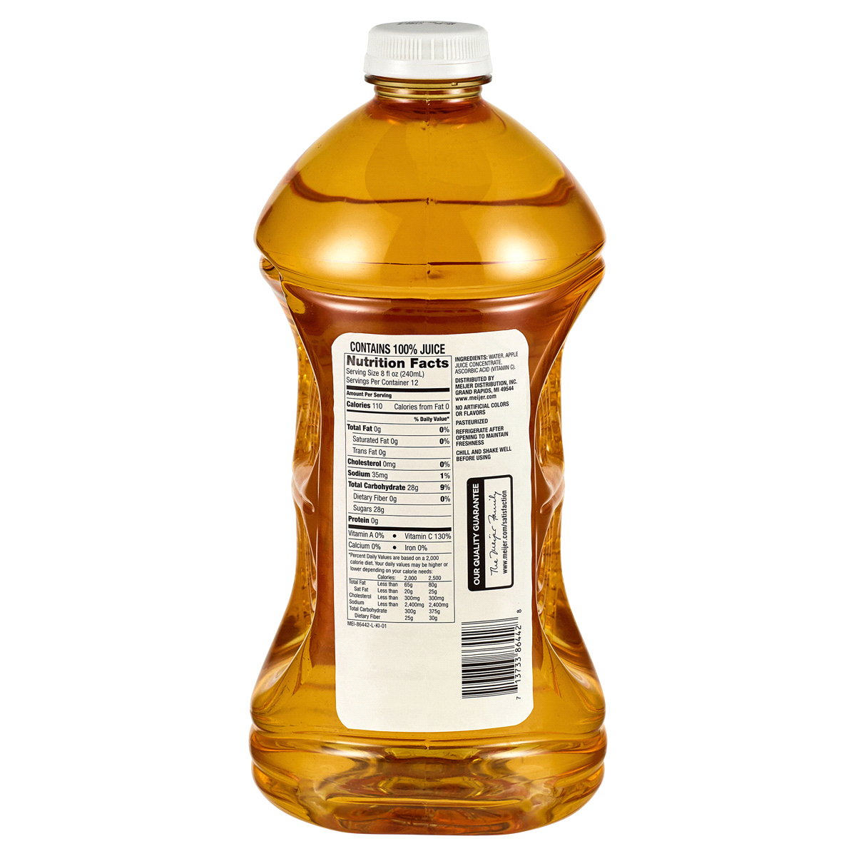 slide 2 of 2, Meijer 100% Apple Juice, 96 oz