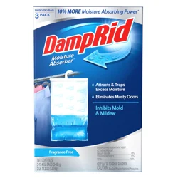 DampRid Hanging Bag Fragrance Free Moisture Absorber - 3 - 15.4 oz Bags