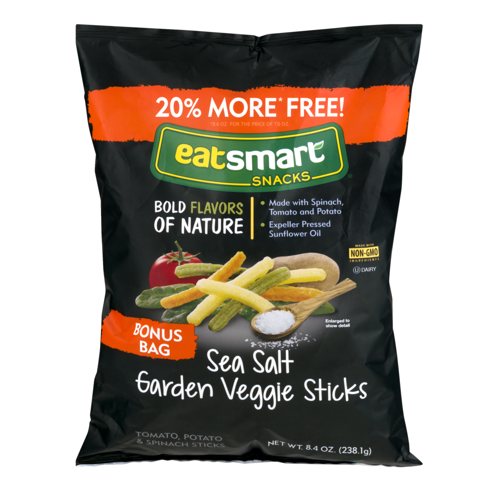 slide 1 of 5, Eat Smart Garden Veggie Sticks, Sea Salt, Bonus Bag, 8.4 oz