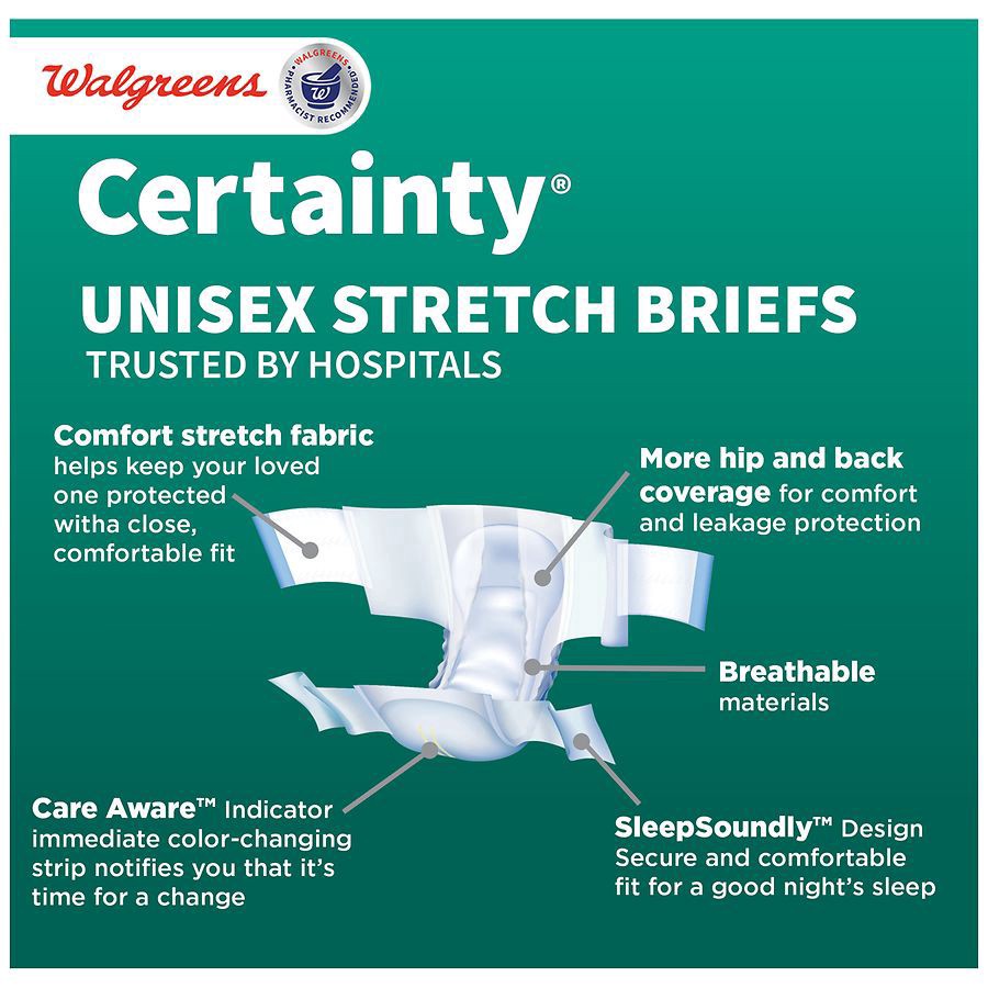 slide 2 of 5, Walgreens Certainty Unisex Adjustable Incontinence Stretch Briefs with Tabs L/XL, 28 ct