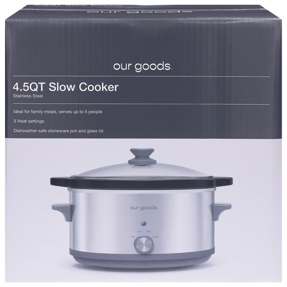 slide 1 of 13, our goods Slow Cooker - Stainless Steel, 4.5 qt