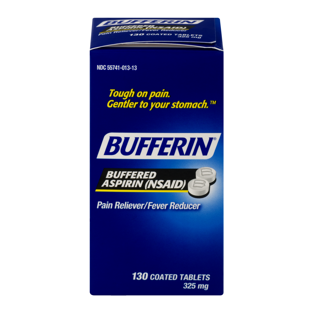 slide 1 of 1, Bufferin Pain Reliever/Fever Reducer, 325 mg, Coated Tablets, 130 ct