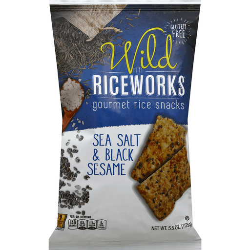slide 2 of 3, Riceworks Sea Salt & Black Sesame Gourmet Rice Snacks, 5.5 oz