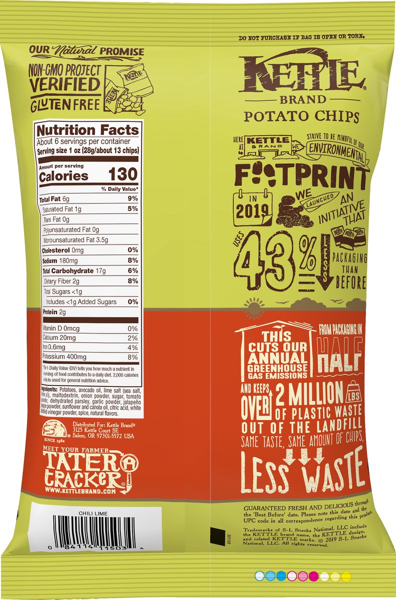 slide 5 of 5, Kettle Brand Chili Lime Potato Chips 6.5 oz, 6.5 oz