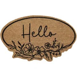 Destination Holiday Oval Coir Doormat - Hello