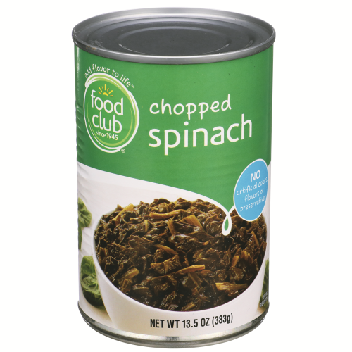 slide 1 of 6, Food Club Chopped Spinach, 13.5 oz