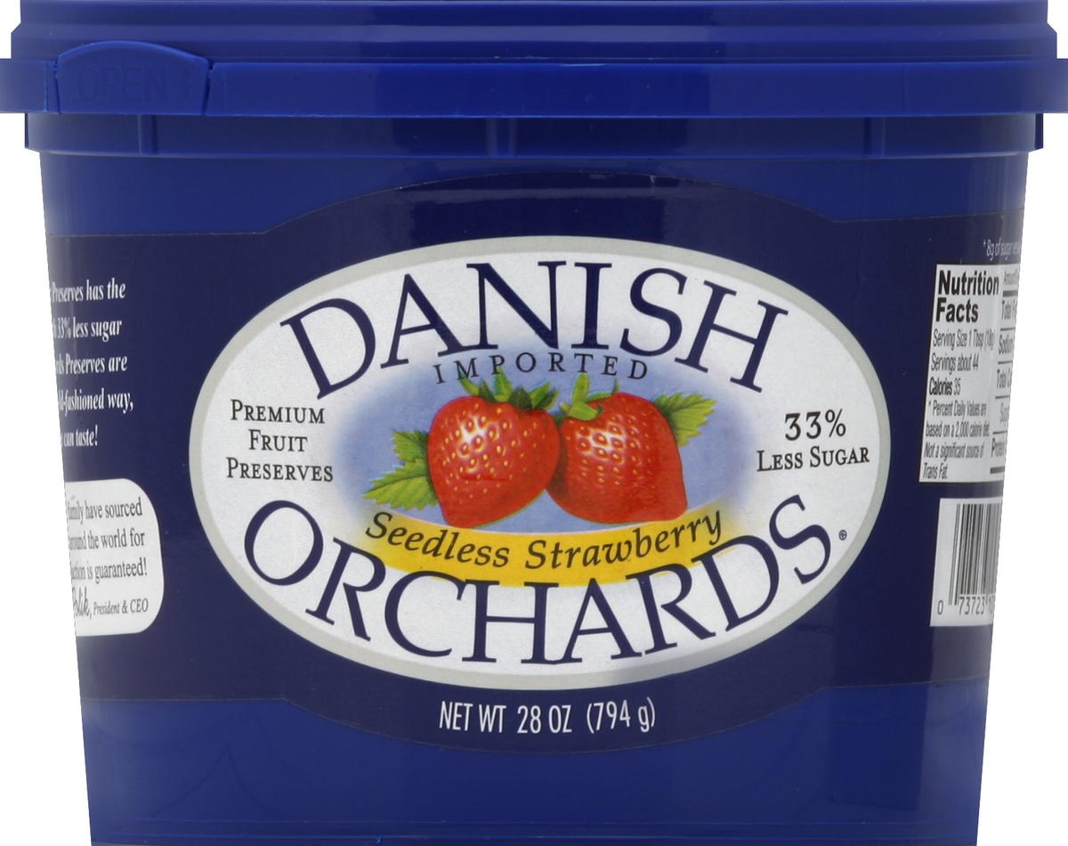 slide 2 of 3, Danish Orchards Fruit Preserves Premium Seedless Strawberry, 