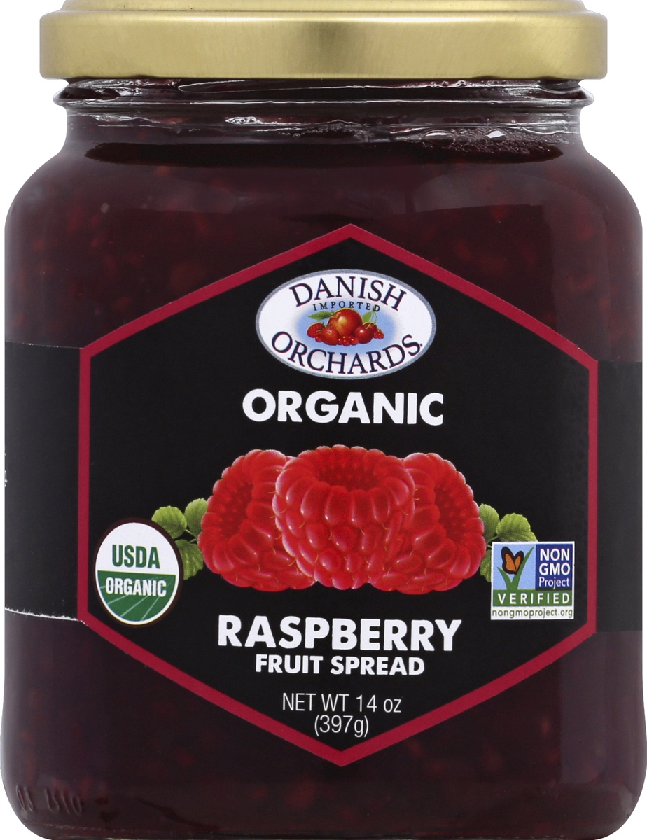 slide 2 of 2, Danish Orchards Fruit Spread Organic Raspberry, 14 oz