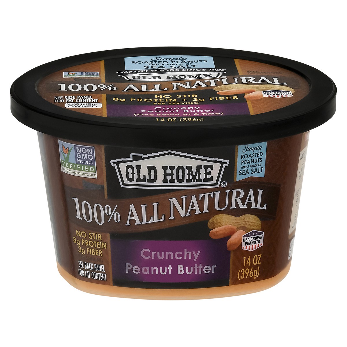 slide 1 of 9, Old Home Crunchy Peanut Butter 14 oz, 14 oz