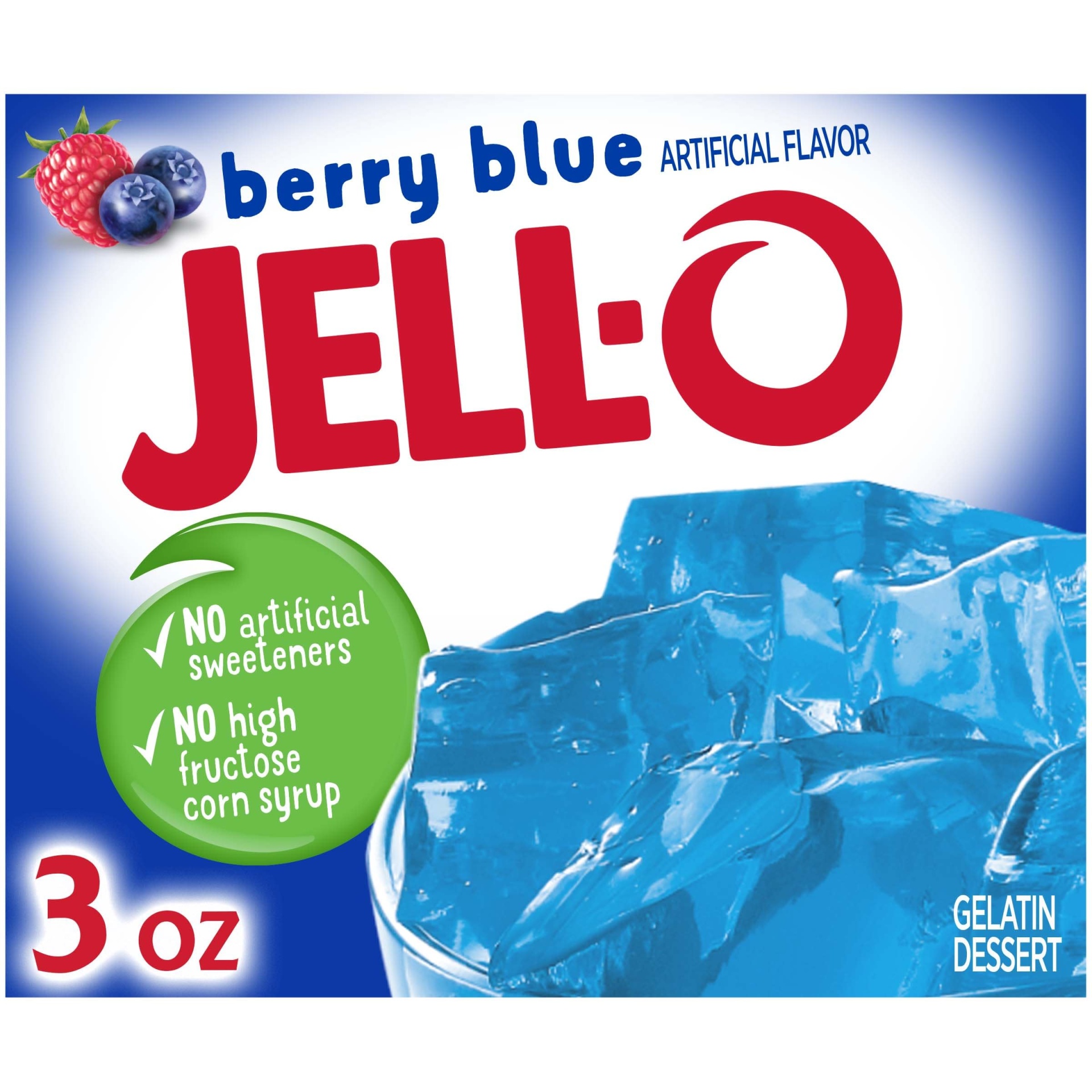slide 1 of 2, Jell-O Berry Blue Gelatin Dessert Mix, 3 oz
