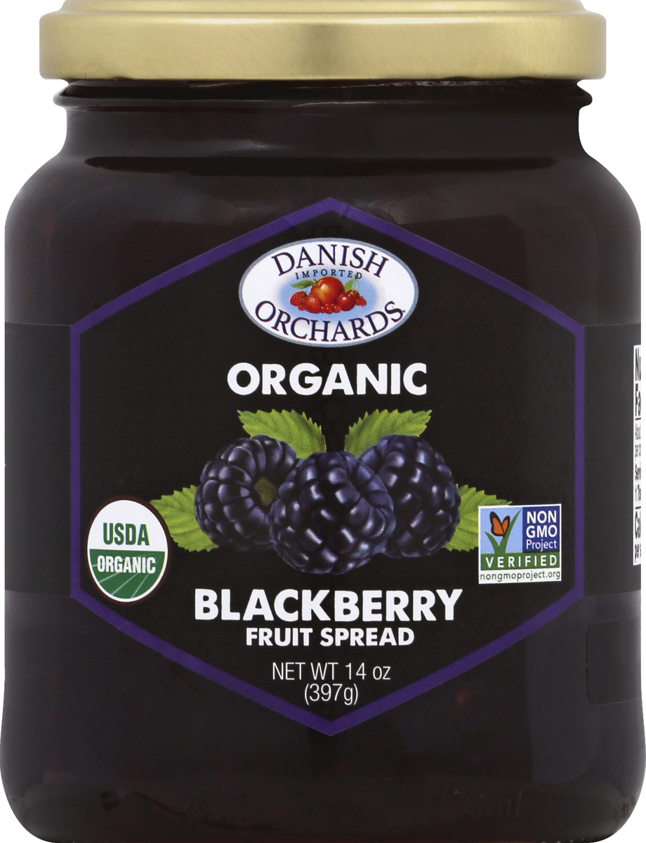 slide 2 of 2, Danish Orchards Fruit Spread Organic Blackberry, 14 oz