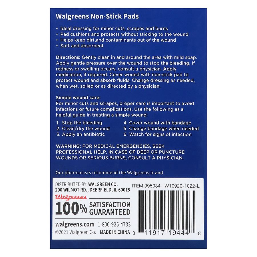 slide 3 of 5, Walgreens Non-Stick Pads (Max 3), 10 ct