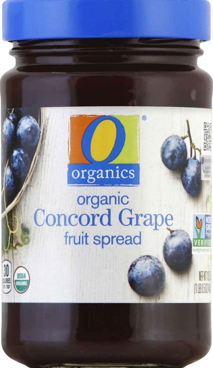 slide 3 of 3, O Orgnc Fruit Spread Concord Grape, 16.5 oz