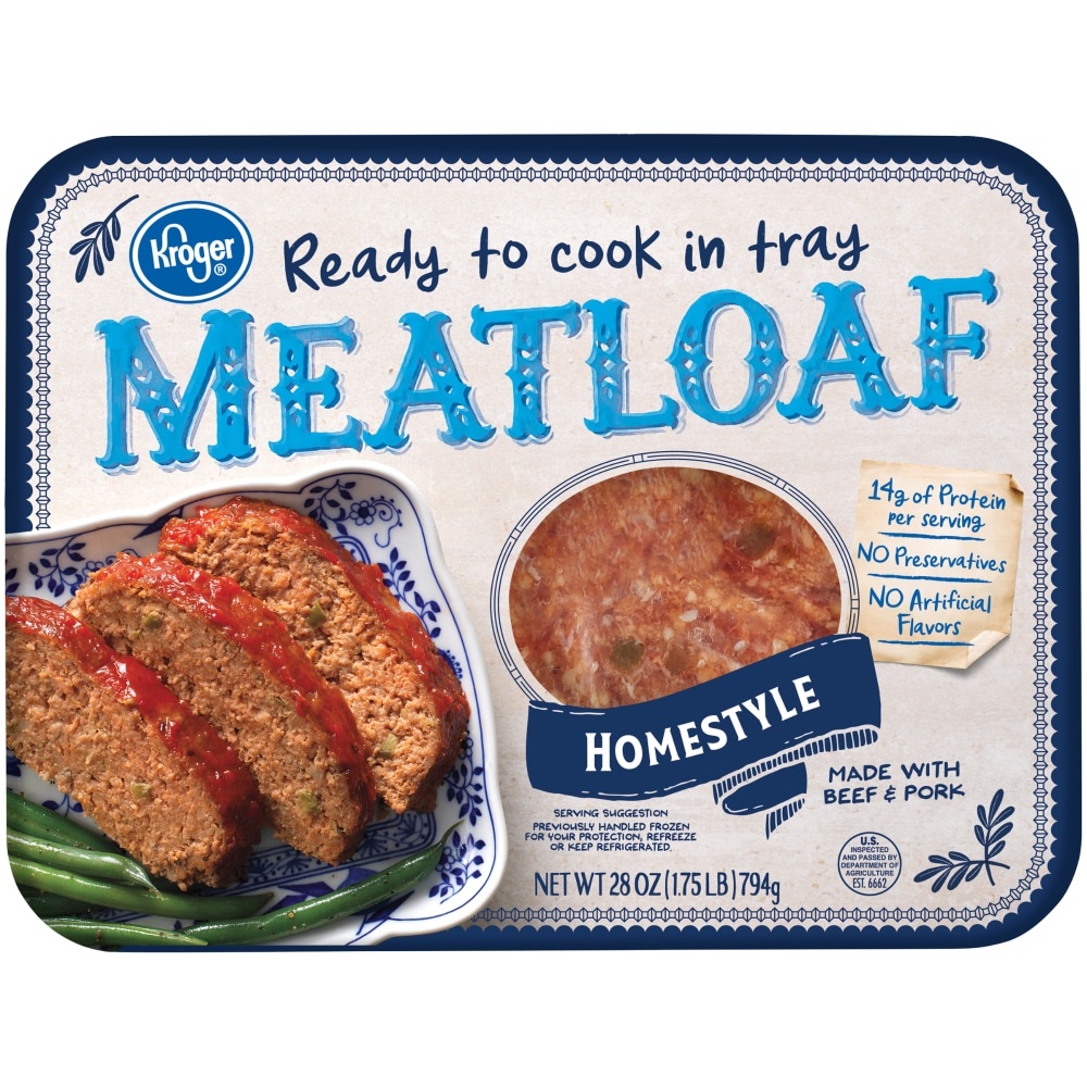 slide 1 of 1, Kroger Homestyle Ready To Cook In Tray Meatloaf, 28 oz