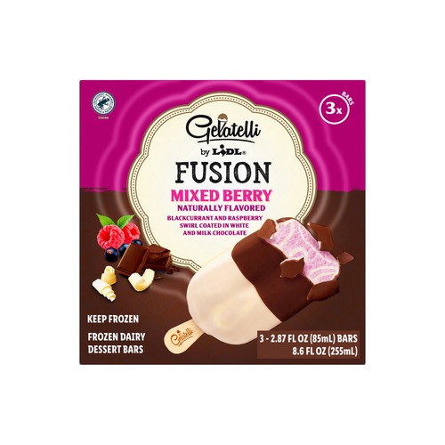 slide 1 of 1, Gelatelli frozen fusion dairy dessert bars, mixed berry, 8.6 fl oz