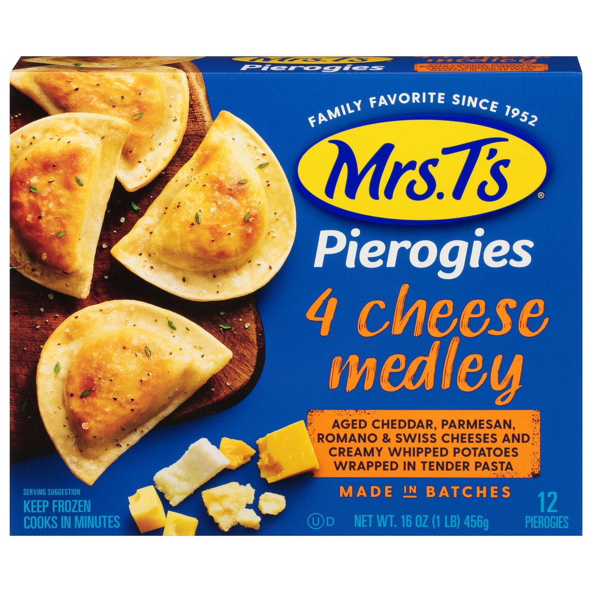 slide 1 of 16, Mrs. T's Pierogies Four Cheese Medley, 16 oz